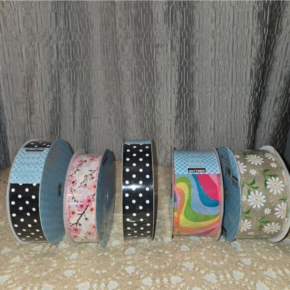 5 Pack Kirkland Wire Edged Pattern Ribbon 50 yrd x 1.5 new - Picture 1 of 8
